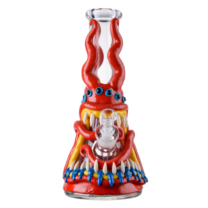 12 Inch Halloween Eyeball Monster Beaker Bong Themed Big Glass Water Pipe W/ Ice Catcher