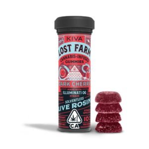 KIVA | Lost Farm illuminati OG x Dark Cherry Live Rosin Gummies – 100mg