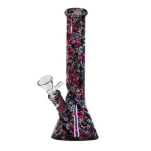 Glass Bong - Mexican Flower Skull (26cm)